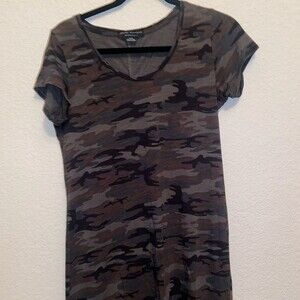 women camo shirt dress short sleeve grunge goth punk rock Small